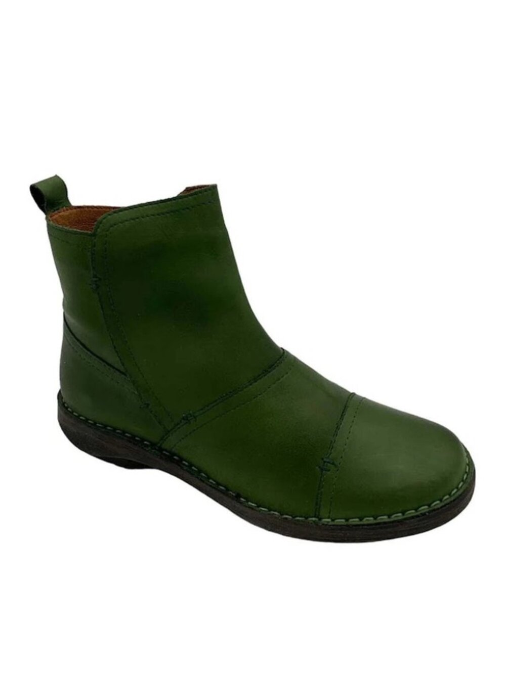 Miz Mooz Leather Ruched Ankle Boots Pyper Kiwi 40/9